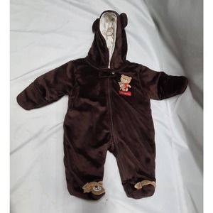 Just One You by Carters Fleece Brown Bear One Piece Zip Up Winter Coat NB